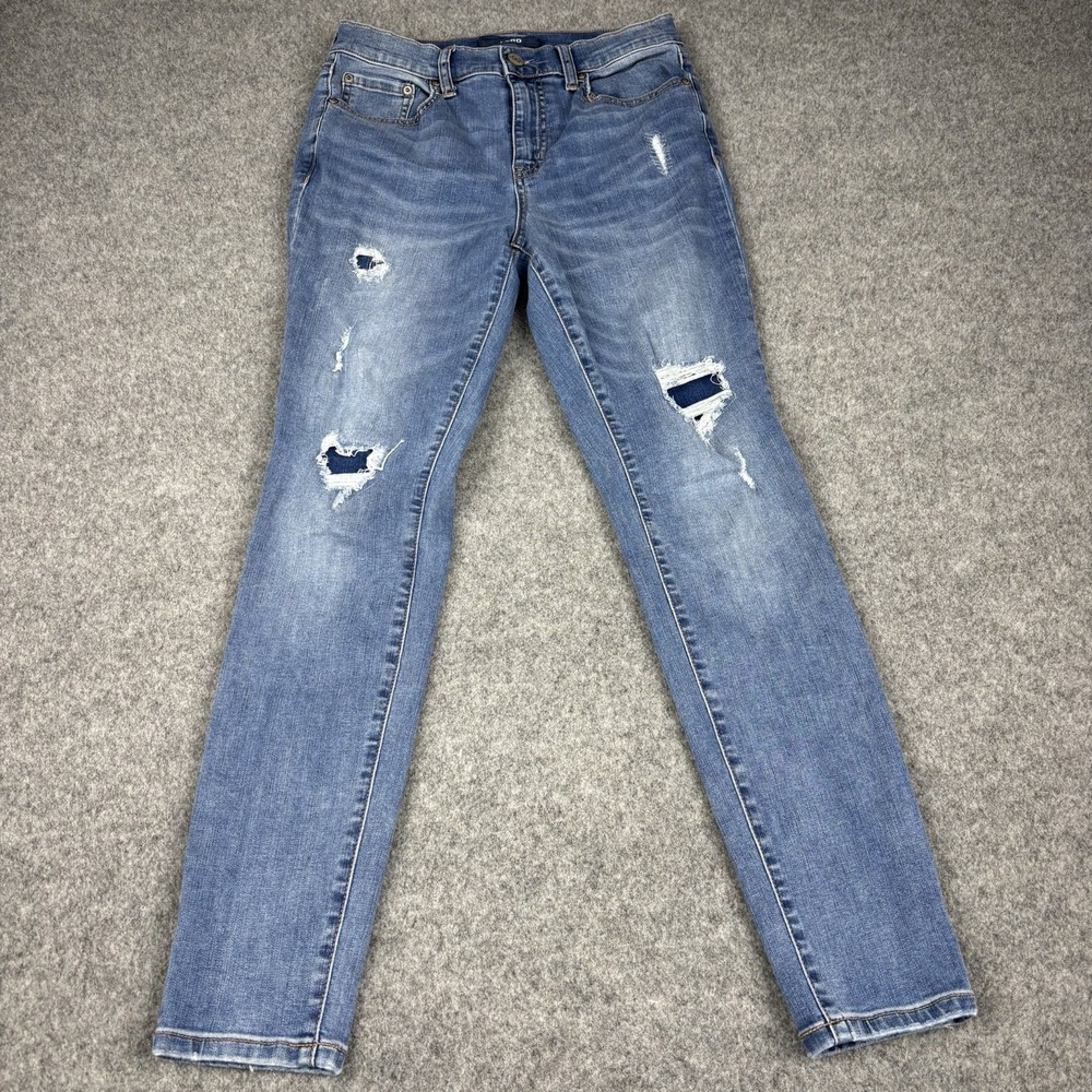 Aeropostale Aero Skinny Jeans Women's 8 High Rise Distressed Stretch Blue Denim